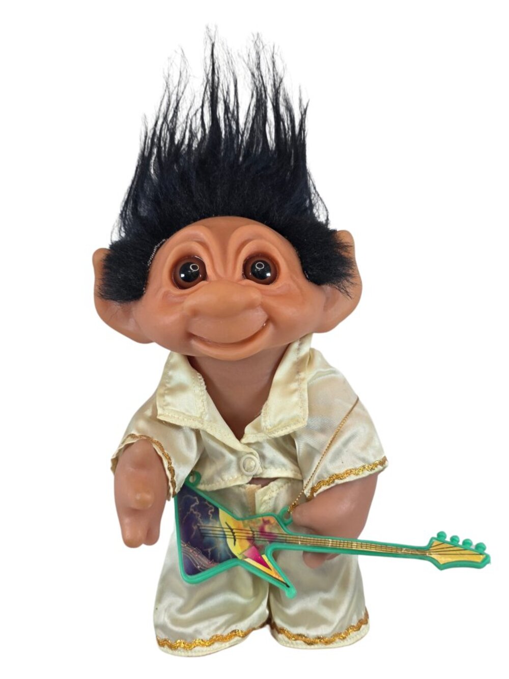 Vintage Thomas Dam Troll Doll Elvis Guitar 1977 Denmark Retro Kitsch Collectible